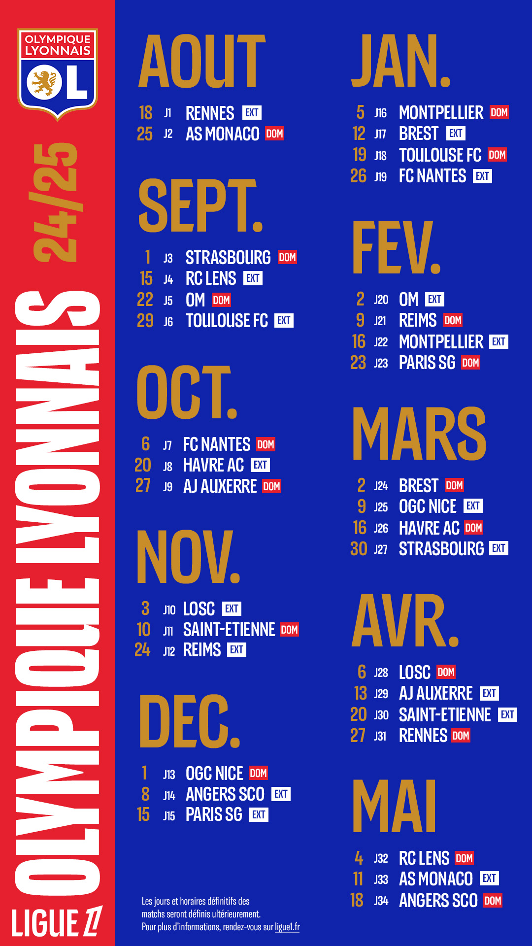 Ol Calendrier Ligue 1 